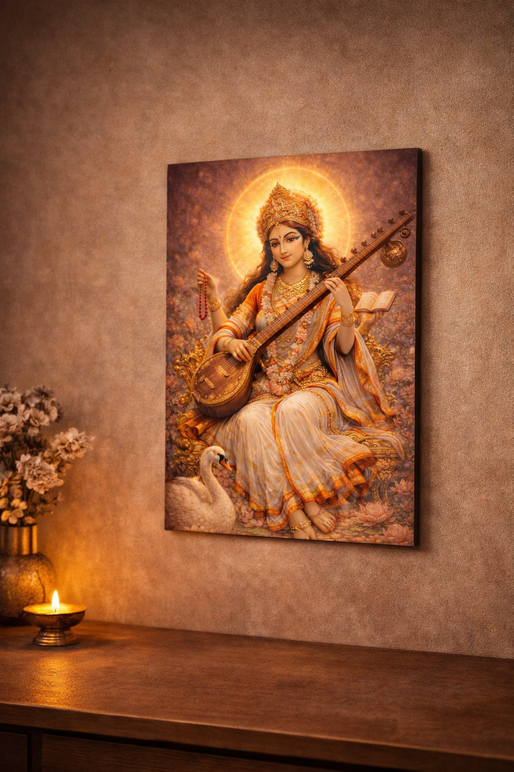 Goddess Saraswati - Divine Wisdom | Premium Canvas Wall Art
