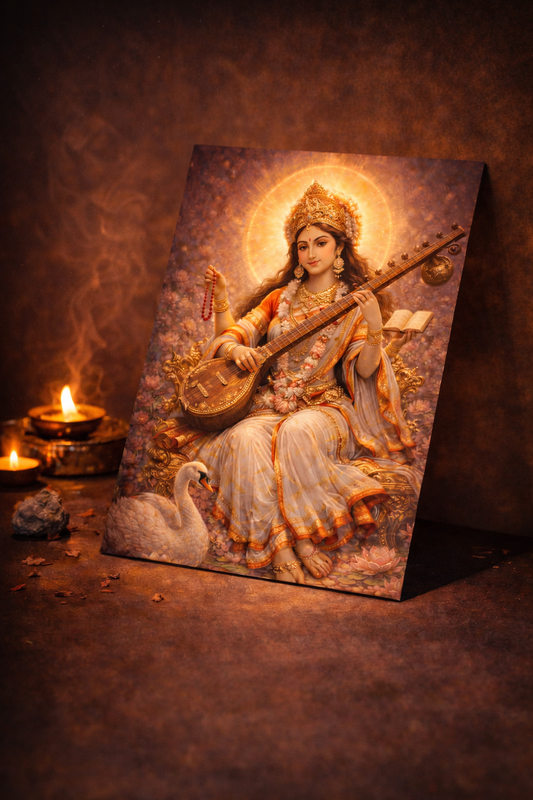 Goddess Saraswati - Divine Wisdom | Premium Glossy Poster