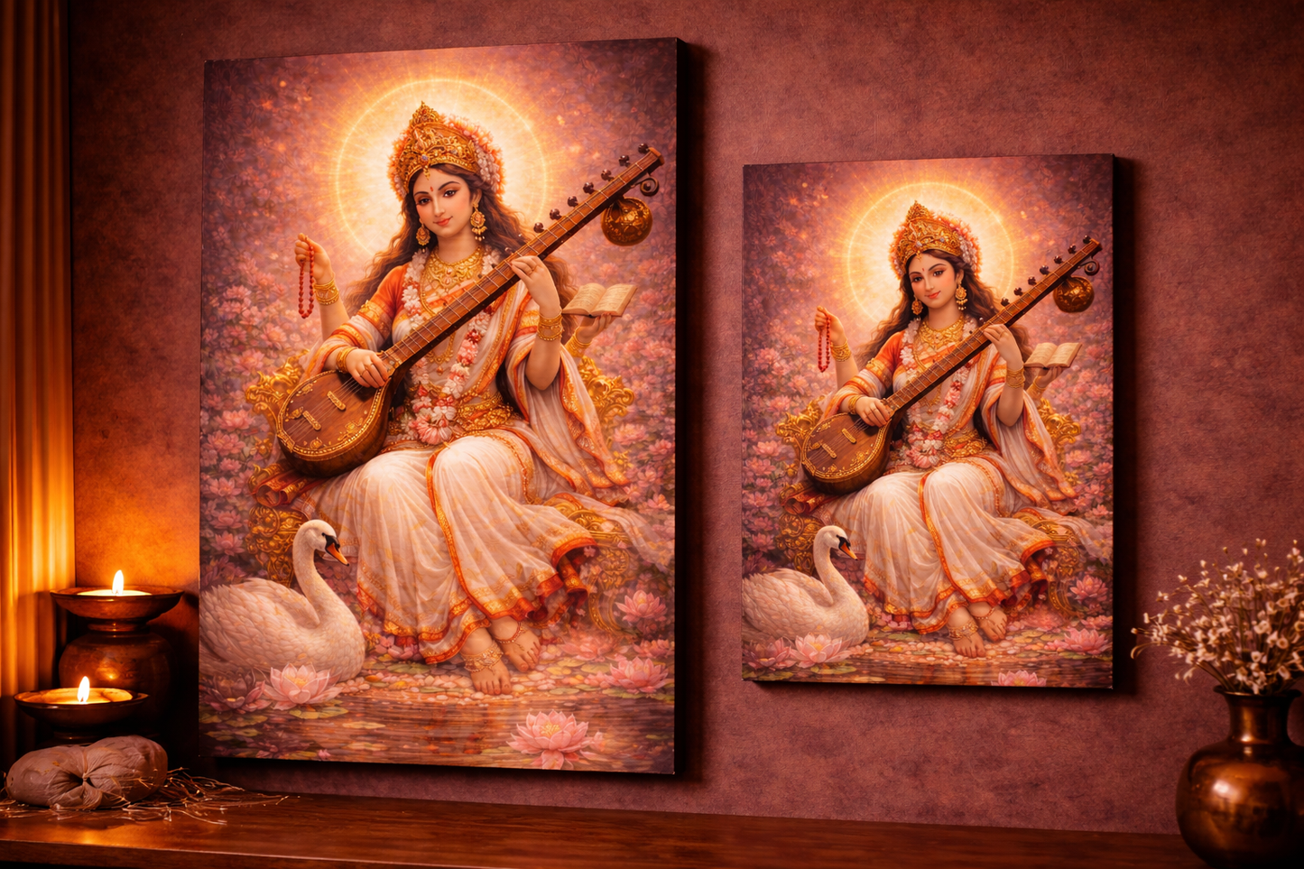 Goddess Saraswati - Divine Wisdom | Premium Canvas Wall Art